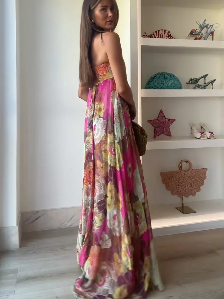 Rosalie™ – Strapless Floral Maxi Dress