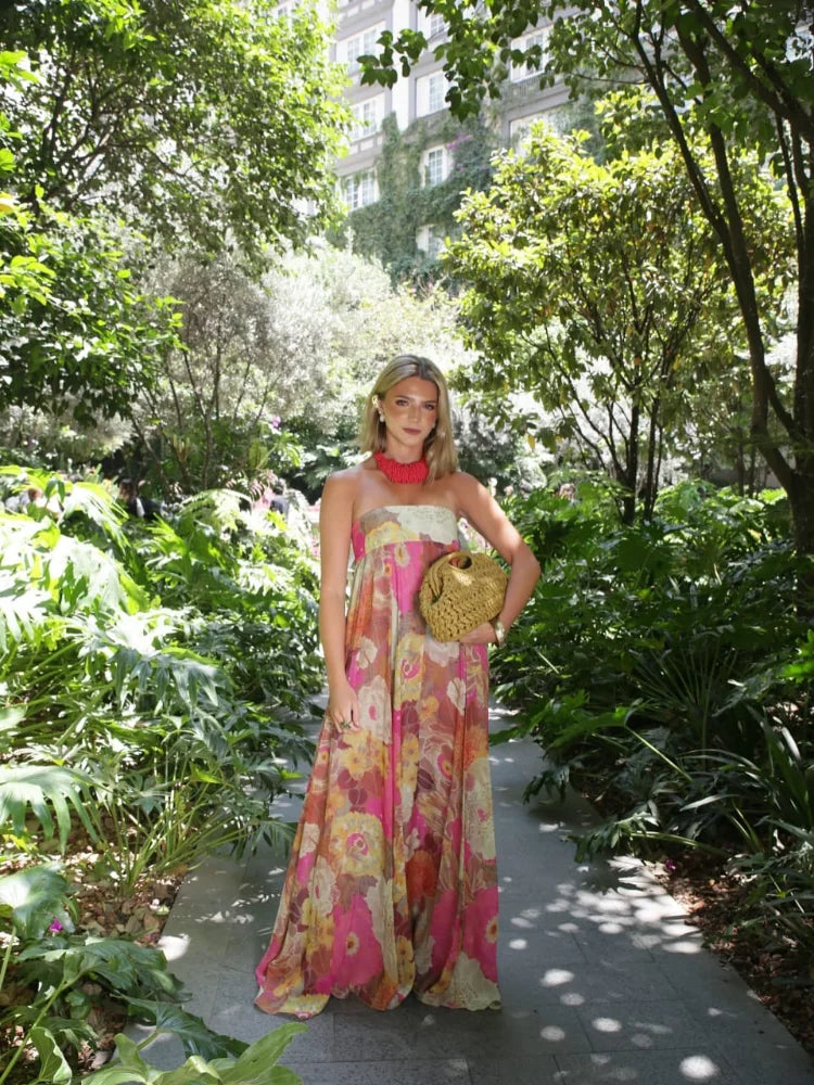 Rosalie™ – Strapless Floral Maxi Dress